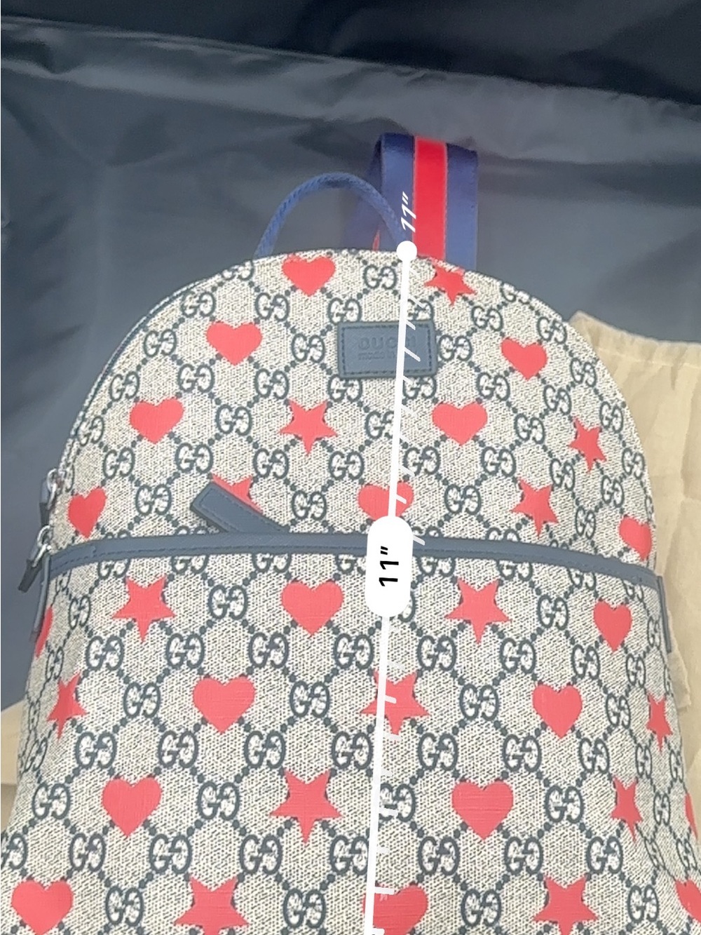 Inspooooo Red Heart & Star GG Canvas Backpack - Navy Trim - Picture 11 of 11